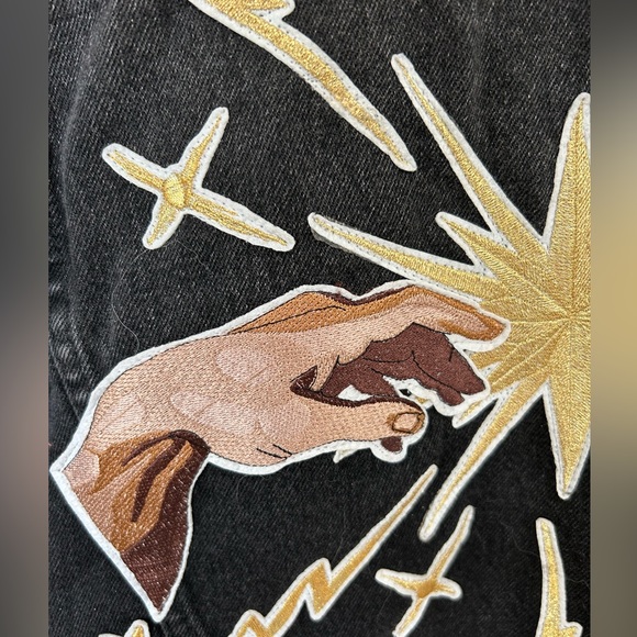 Denim and Bone Black Embroidered Jean Jacket - Picture 3 of 4